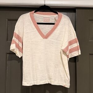 NWT Faherty Sunwashed Midweight Organic Pink Varsity Tee - Size Medium